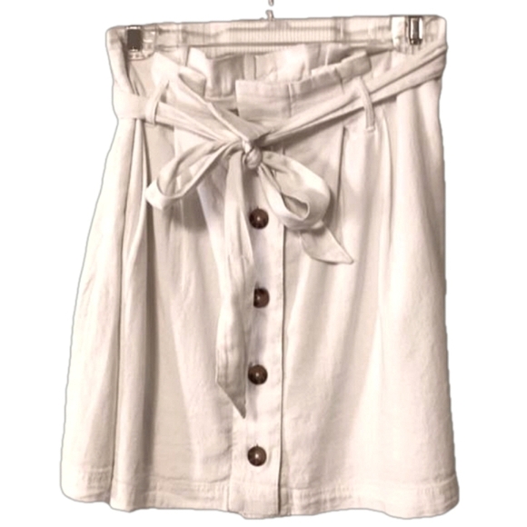 Hollister White Cotton Blend Ultra High-rise Button Front Tie Waist Mini Skirt M - Picture 1 of 8